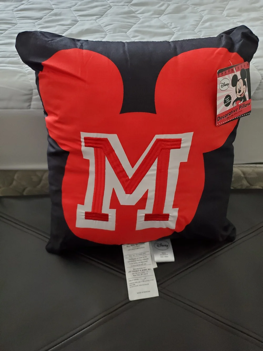Disney Red & Black Mickey Ear 'M' Accent Pillow